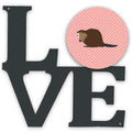 Eurasian Beaver Pink Check Metal Wall Artwork Love