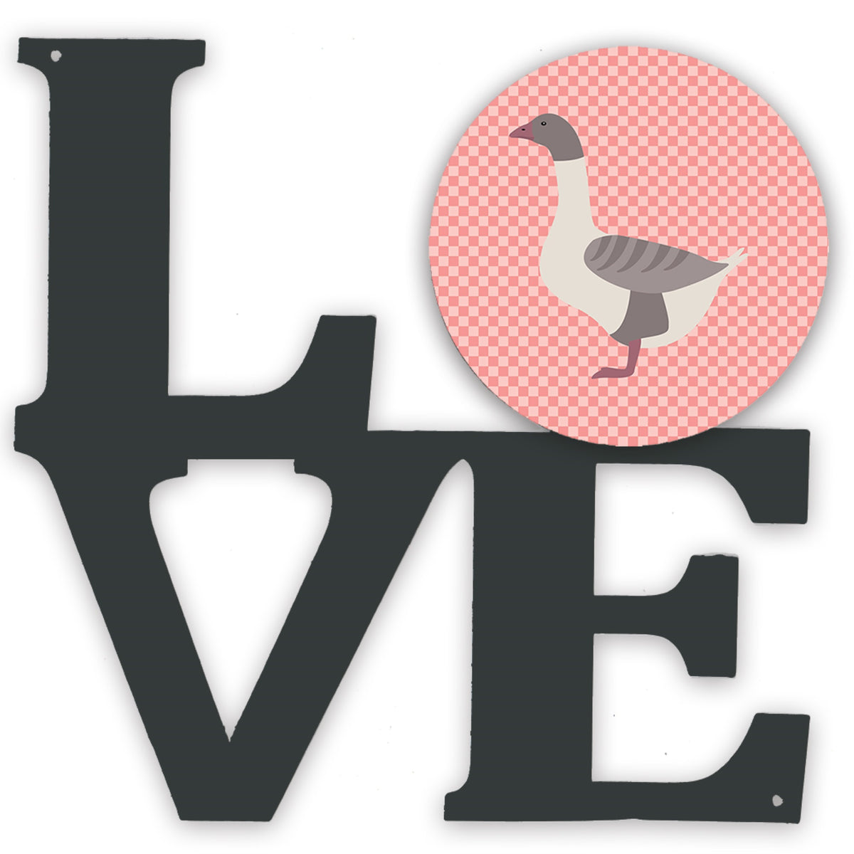 Buff Grey Back Goose Pink Check Metal Wall Artwork Love