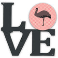 Emu Pink Check Metal Wall Artwork Love