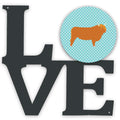 Highland Cow Blue Check Metal Wall Artwork Love
