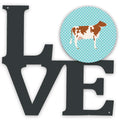 Ayrshire Cow Blue Check Metal Wall Artwork Love