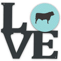 Black Angus Cow Blue Check Metal Wall Artwork Love