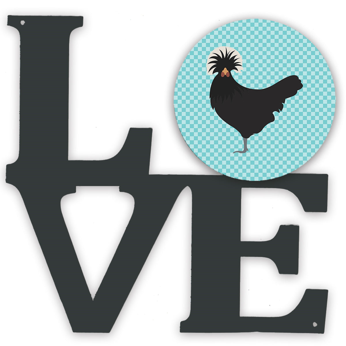 Polish Poland Chicken Blue Check Metal Wall Artwork Love