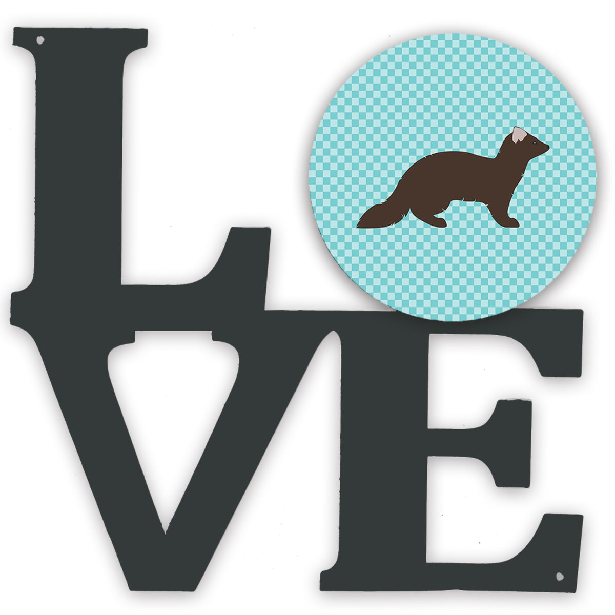 Sable Marten Blue Check Metal Wall Artwork Love