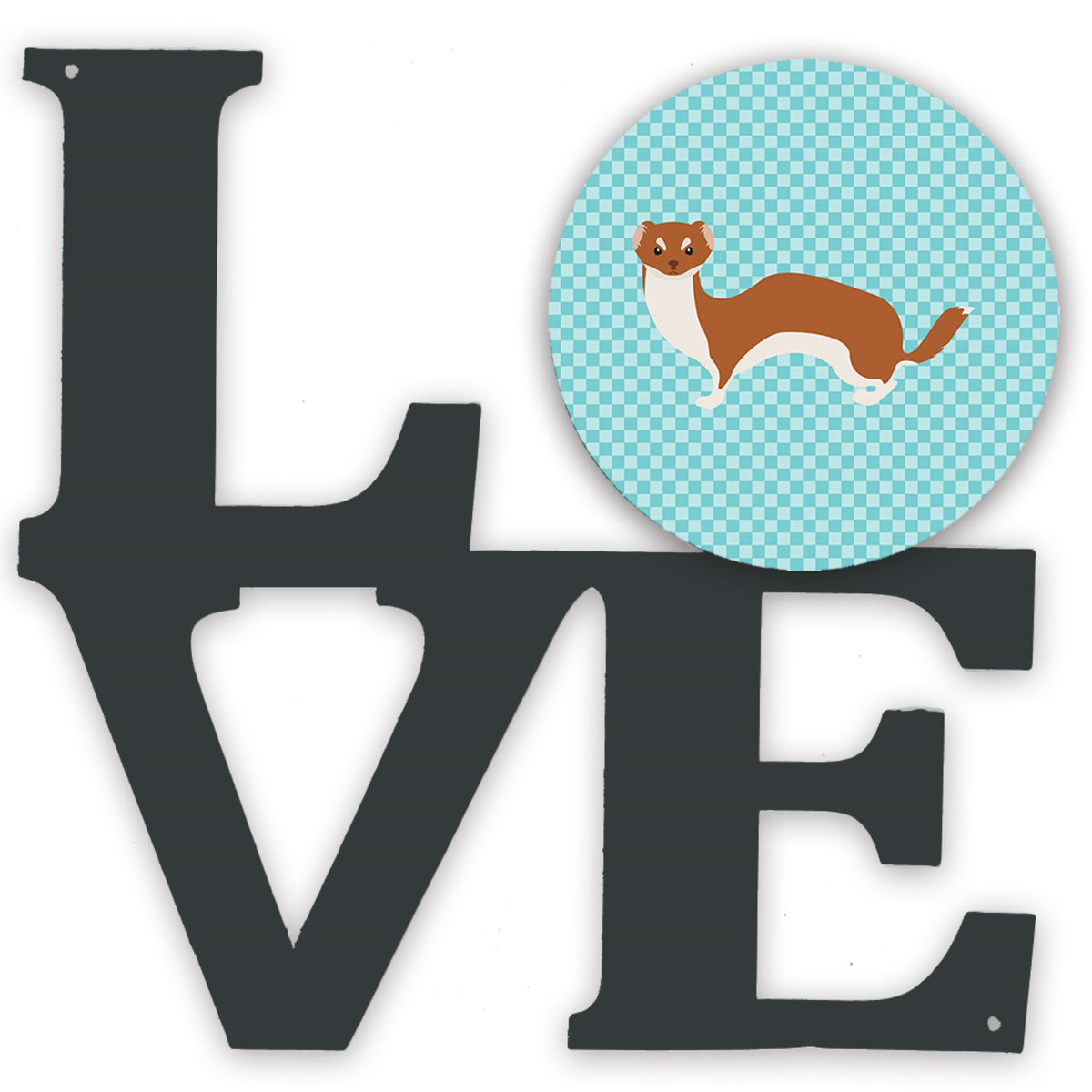 Weasel Blue Check Metal Wall Artwork Love