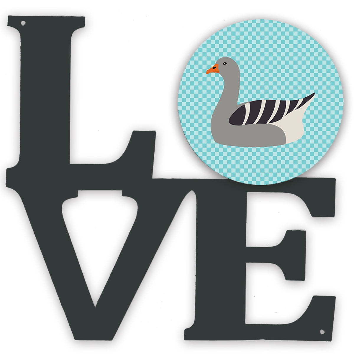 Pilgrim Goose Blue Check Metal Wall Artwork Love