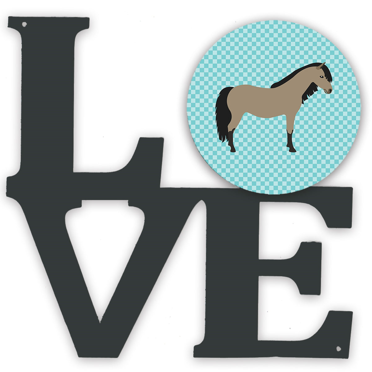 Welsh Pony Horse Blue Check Metal Wall Artwork Love