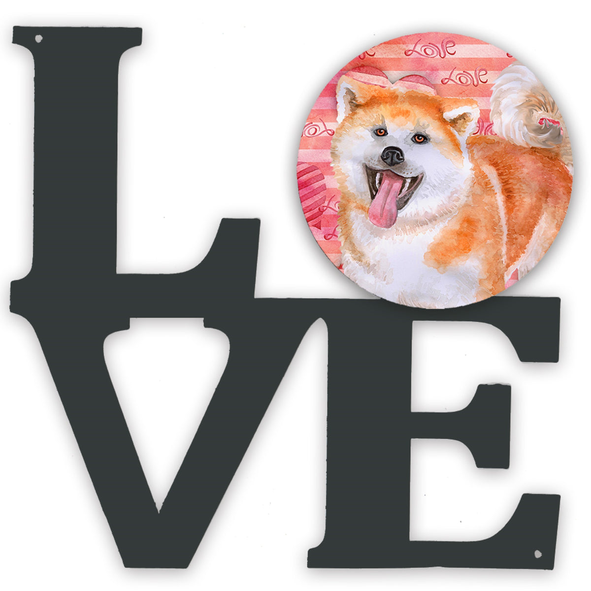 Akita Love Metal Wall Artwork Love