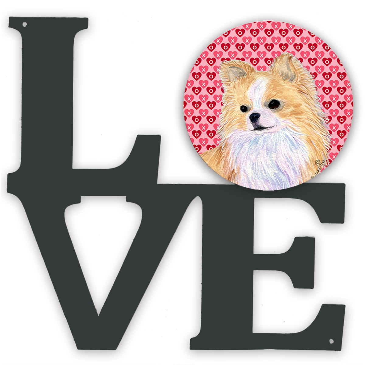 Chihuahua Hearts Love And ValentineS Day Portrait Metal Wall Artwork Love