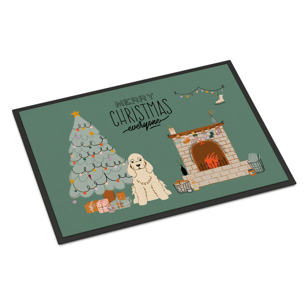 Buff Cocker Spaniel Christmas Everyone Indoor Or Outdoor Mat 18X27