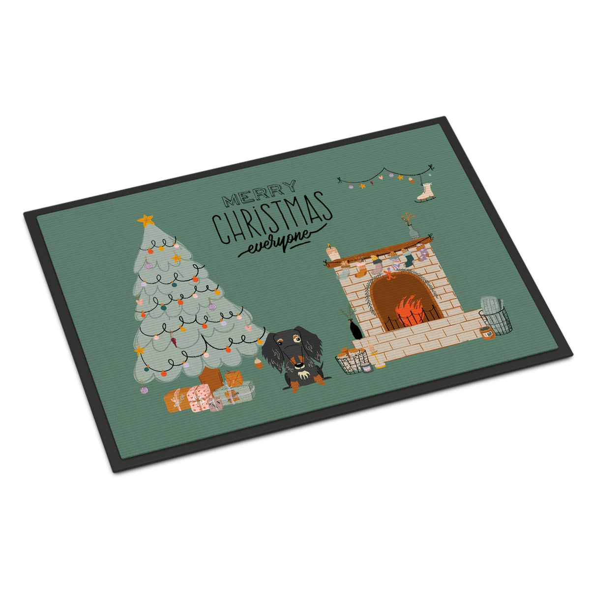 Dapple Wire Haired Dachshund Christmas Everyone Indoor Or Outdoor Mat 18X27