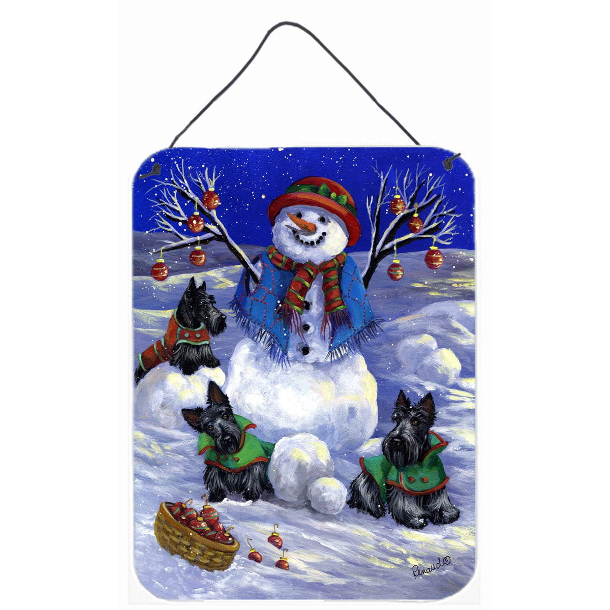 Scottie Christmas Snowman Wall Or Door Hanging Prints