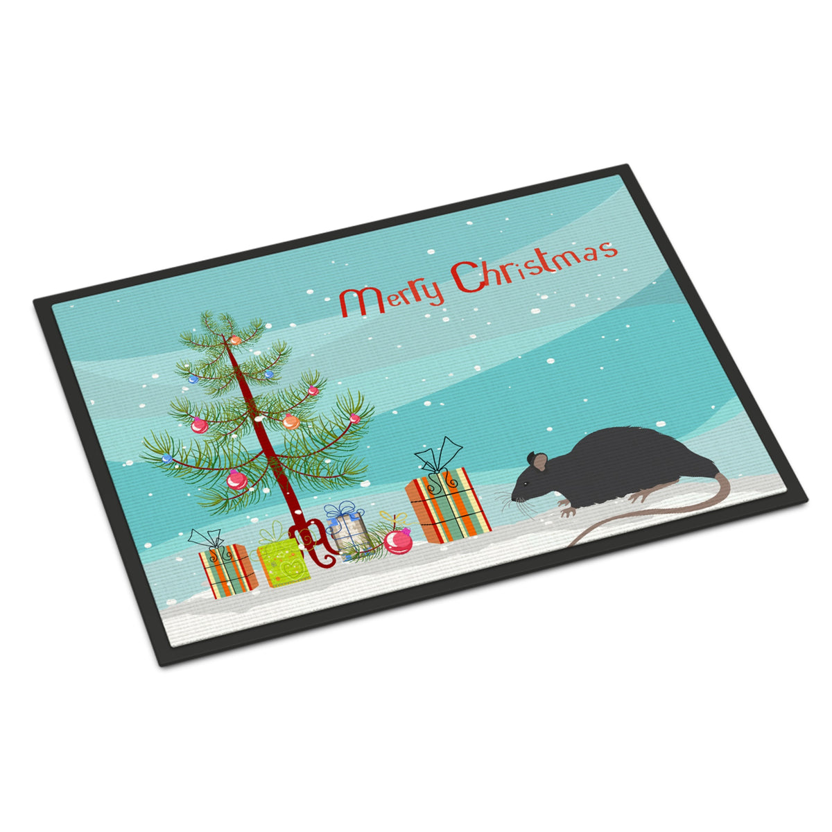 Black Rat Merry Christmas Indoor Or Outdoor Mat 18X27