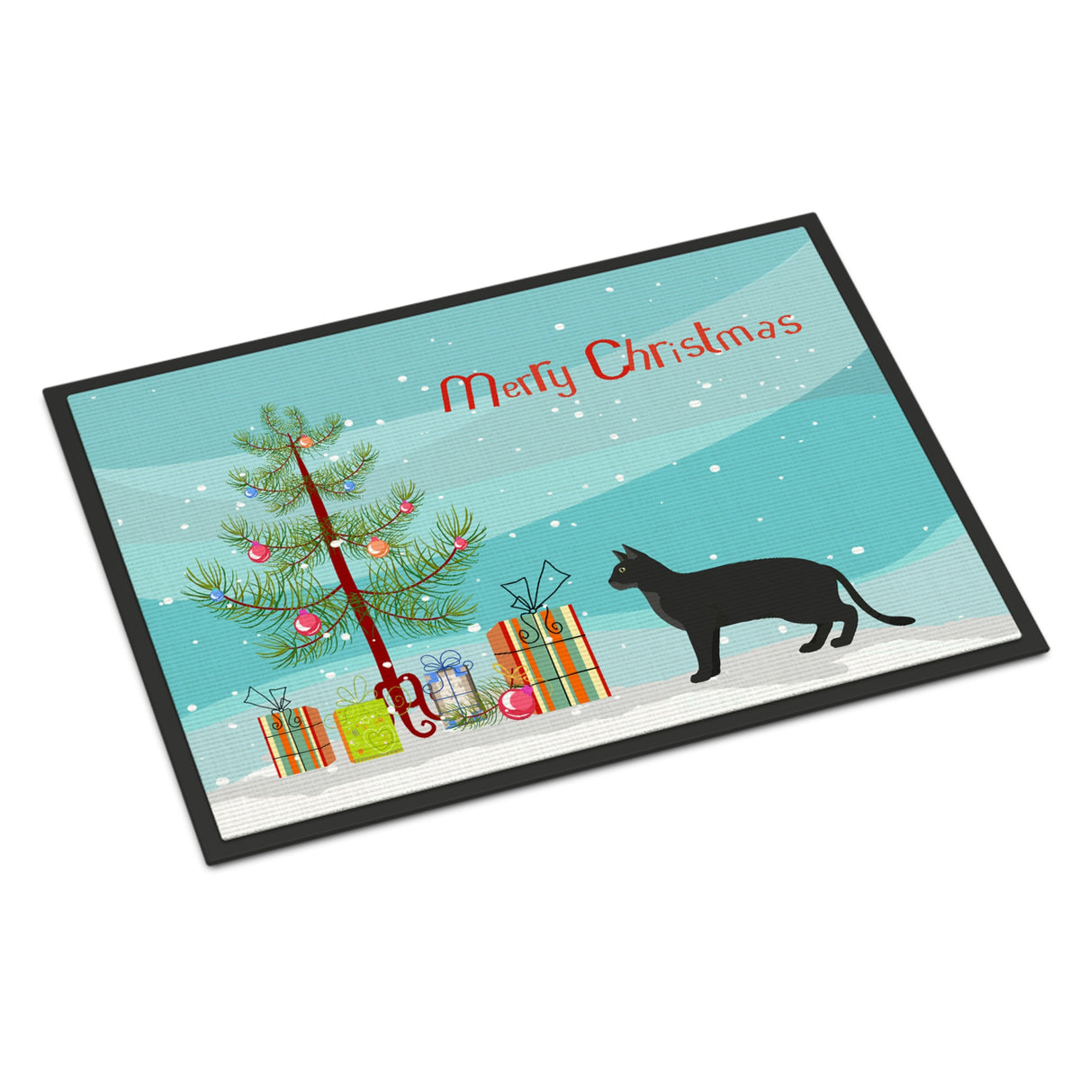 Chausie Black Cat Merry Christmas Indoor Or Outdoor Mat 18X27