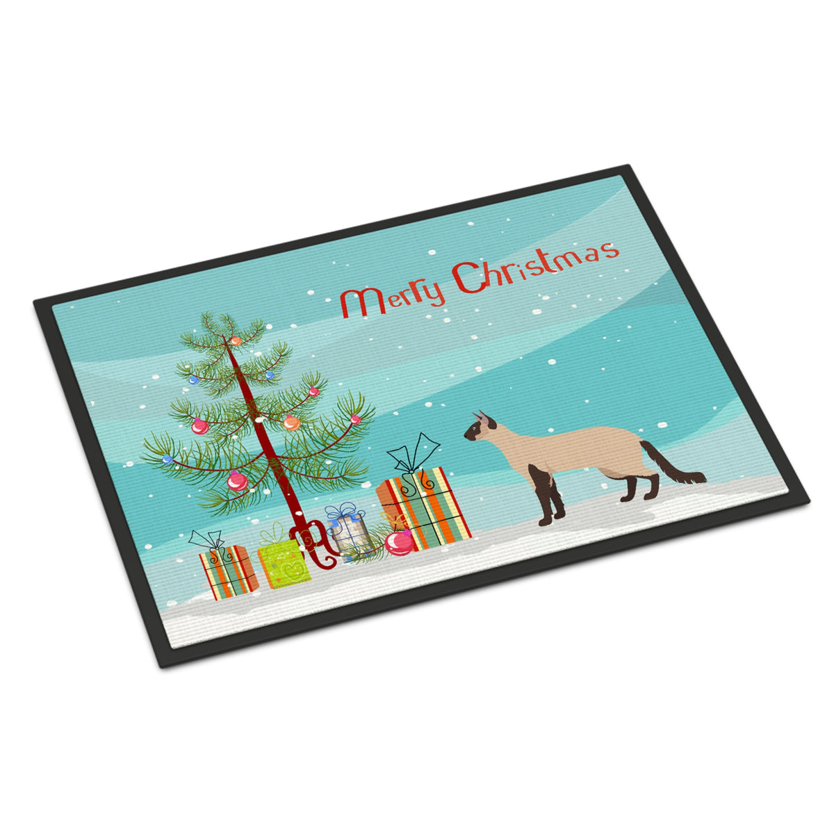 Colorpoint Longhair #3 Cat Merry Christmas Indoor Or Outdoor Mat 18X27