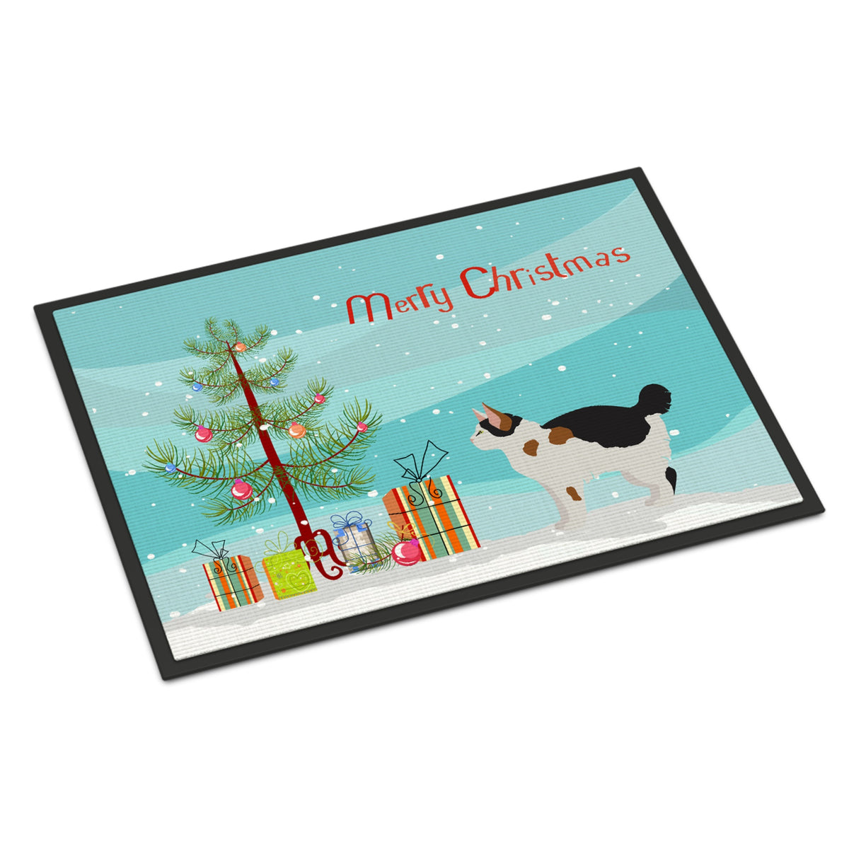 Manx #3 Cat Merry Christmas Indoor Or Outdoor Mat 18X27
