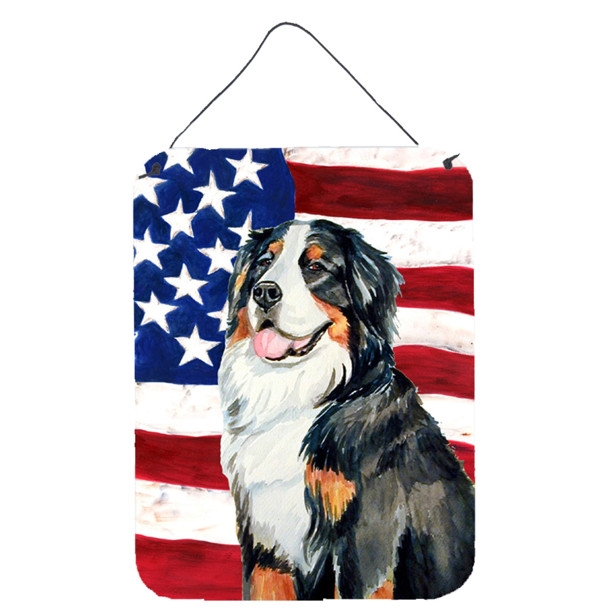 Usa American Flag With Bernese Mountain Dog Wall Or Door Hanging Prints