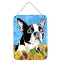 Boston Terrier In Summer Flowers Wall Or Door Hanging Prints