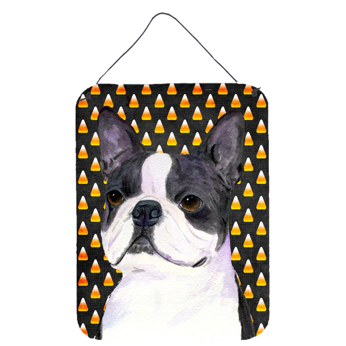 Boston Terrier Candy Corn Halloween Portrait Wall Or Door Hanging Prints
