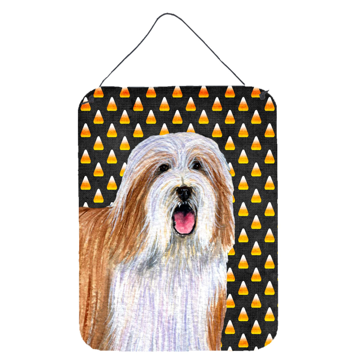 Bearded Collie Candy Corn Halloween Portrait Wall Or Door Hanging Prints
