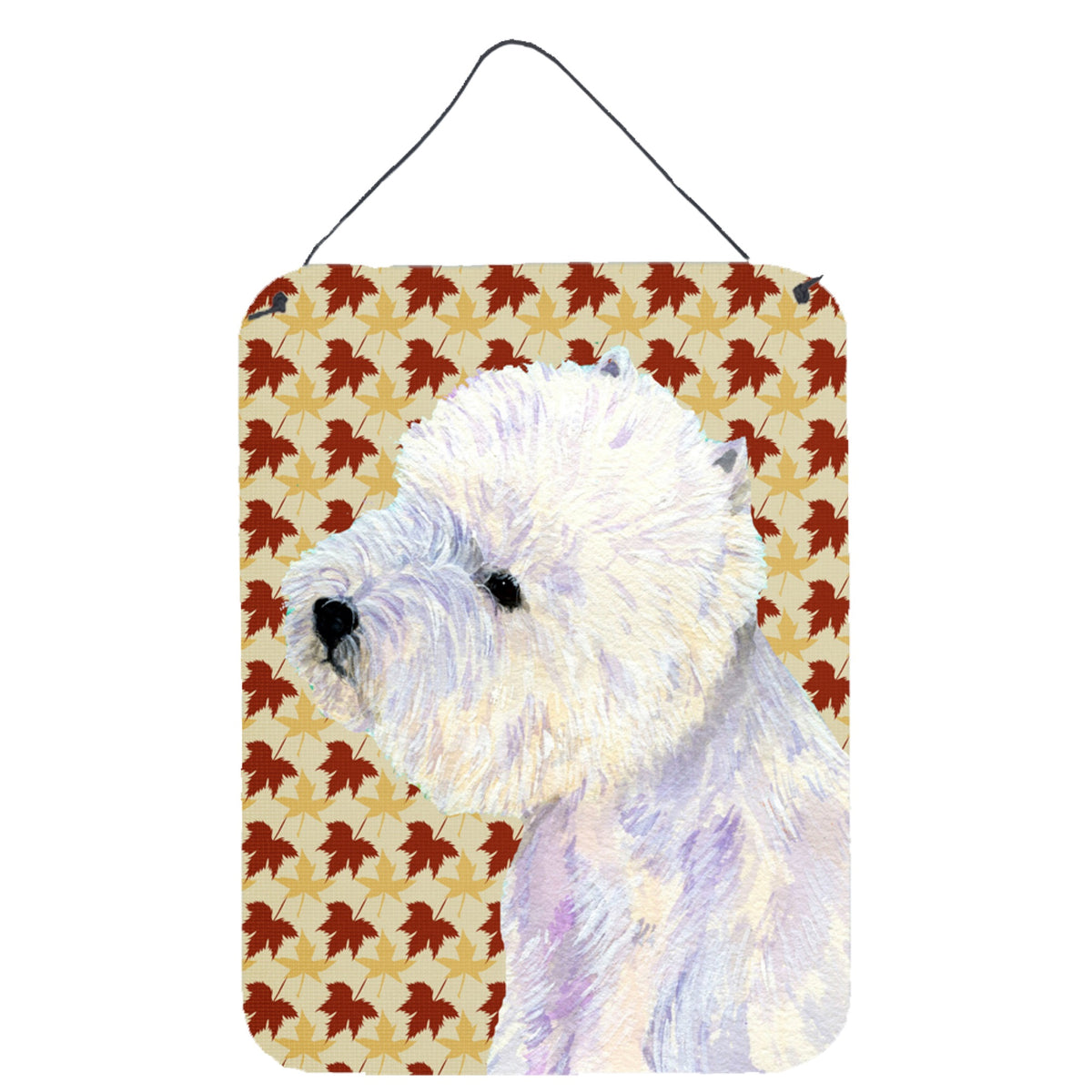 Westie Fall Leaves Portrait Wall Or Door Hanging Prints