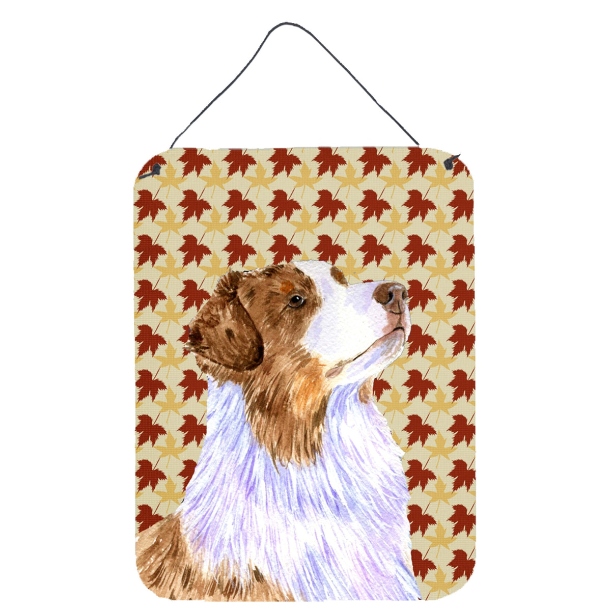 Australian Shepherd Fall Leaves Portrait Wall Or Door Hanging Prints