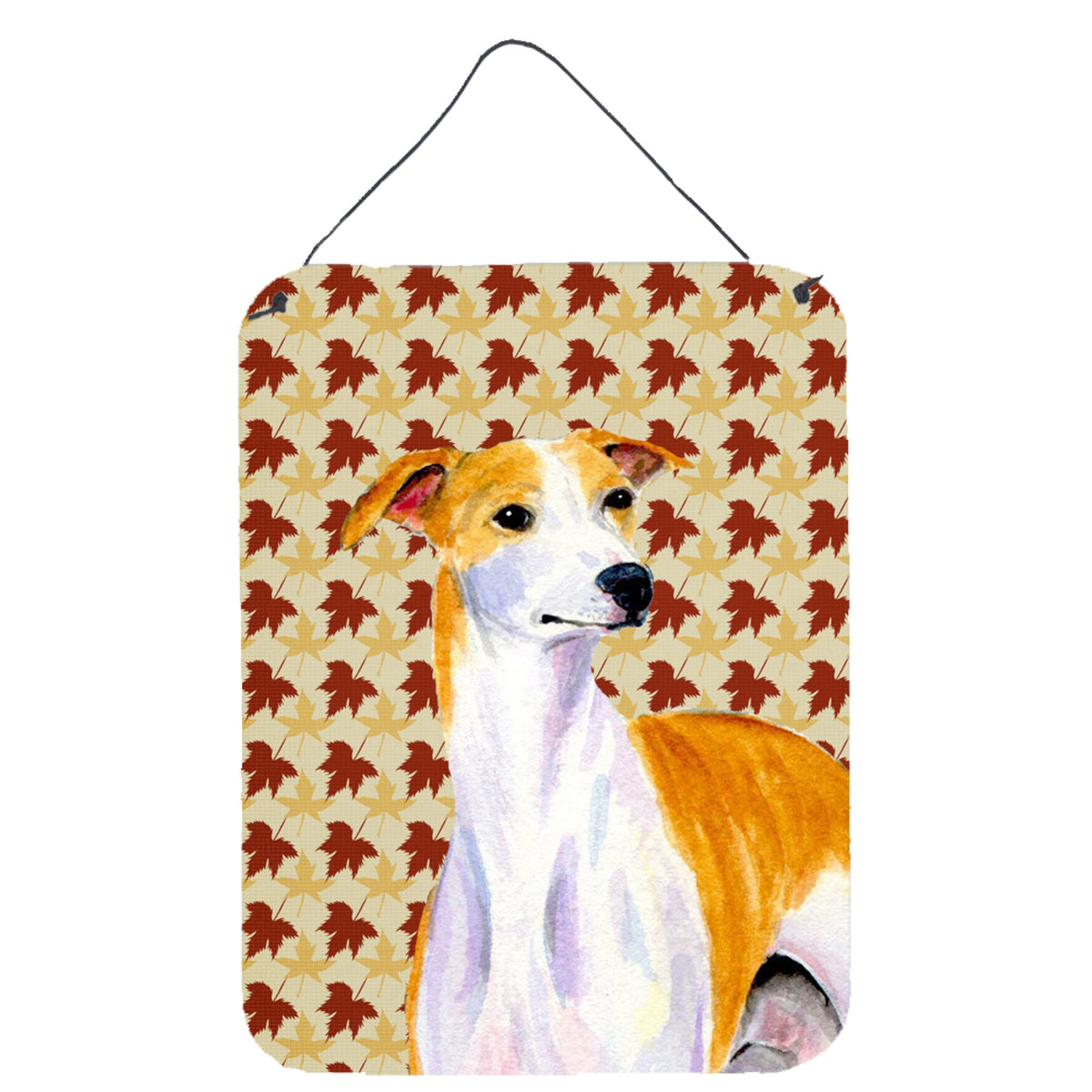 Whippet Fall Leaves Portrait Wall Or Door Hanging Prints