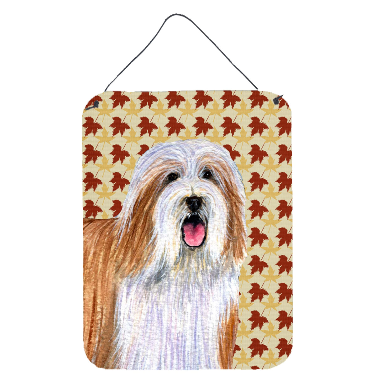 Bearded Collie Fall Leaves Portrait Wall Or Door Hanging Prints