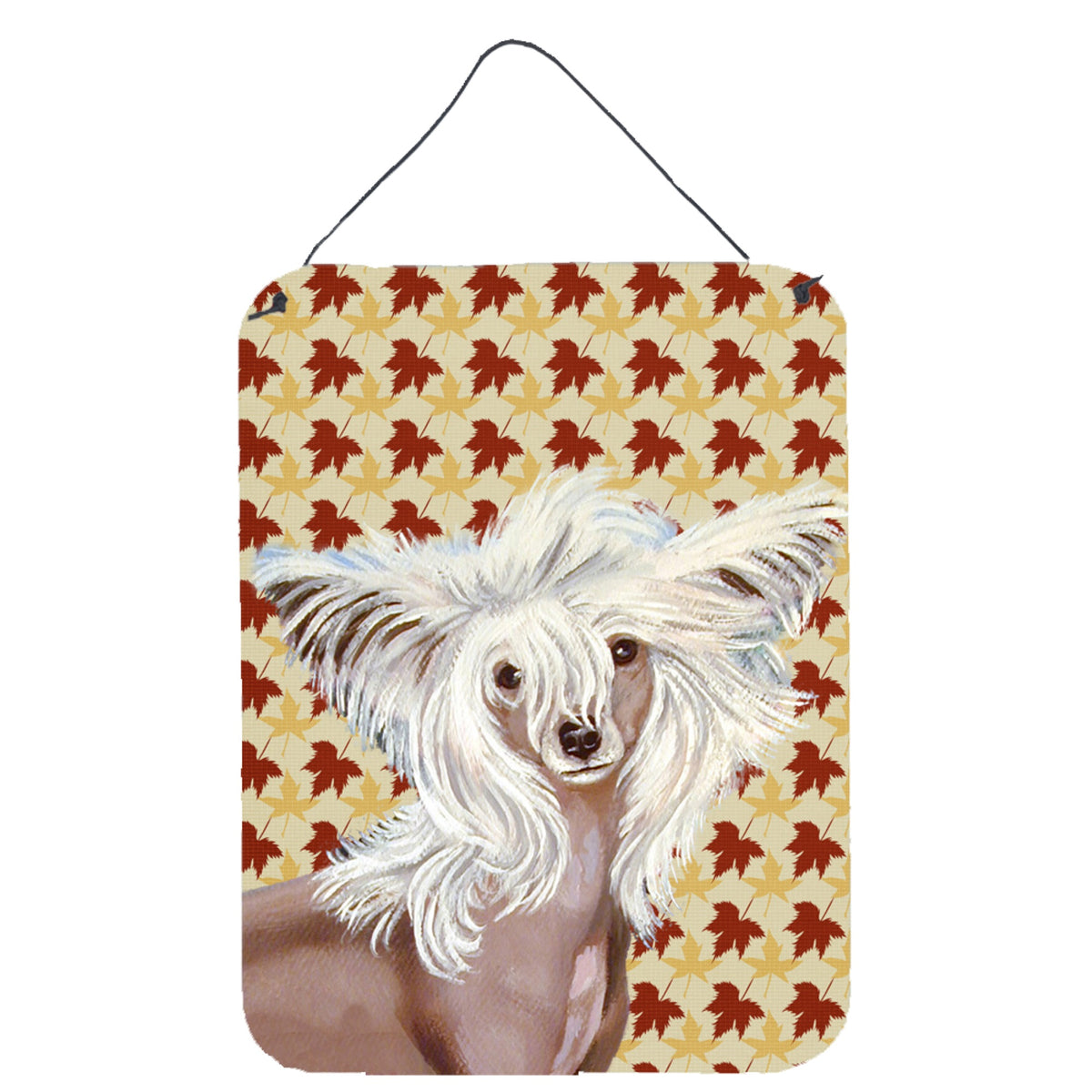 Chinese Crested Fall Leaves Portrait Wall Or Door Hanging Prints