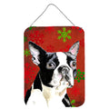 Boston Terrier Red Green Snowflakes Christmas Wall Or Door Hanging Prints