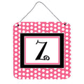 Letter Z Monogram  Pink Black Polka Dots Wall Or Door Hanging Prints