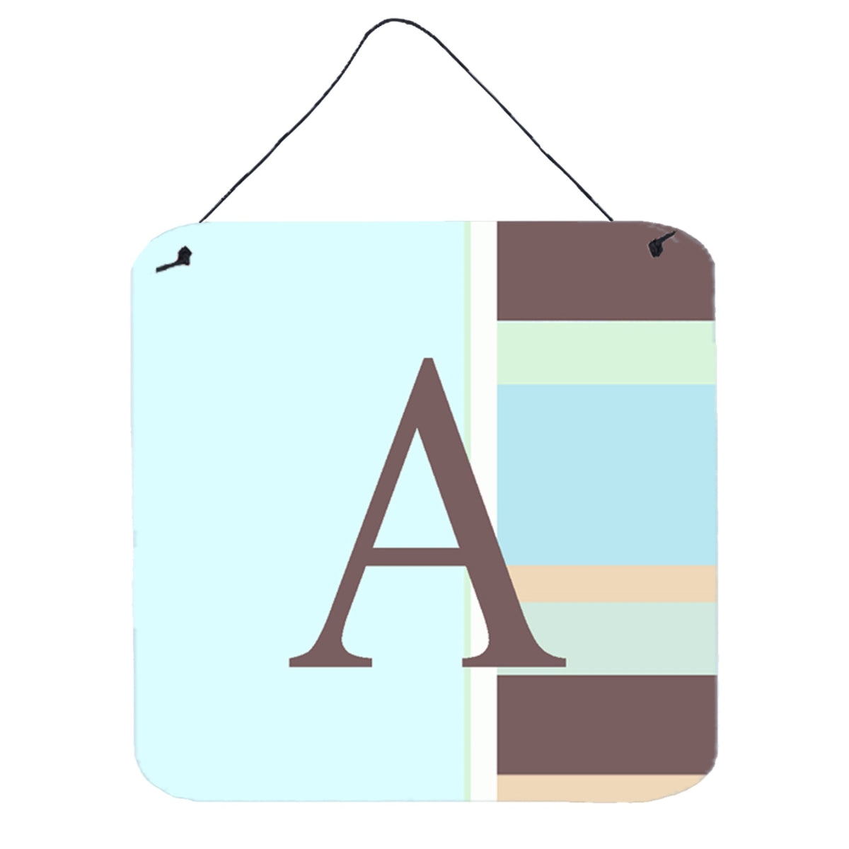 Letter A Monogram  Blue Stripes Wall Or Door Hanging Prints