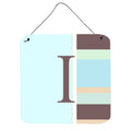 Letter I Initial Monogram  Blue Stripes Wall Or Door Hanging Prints