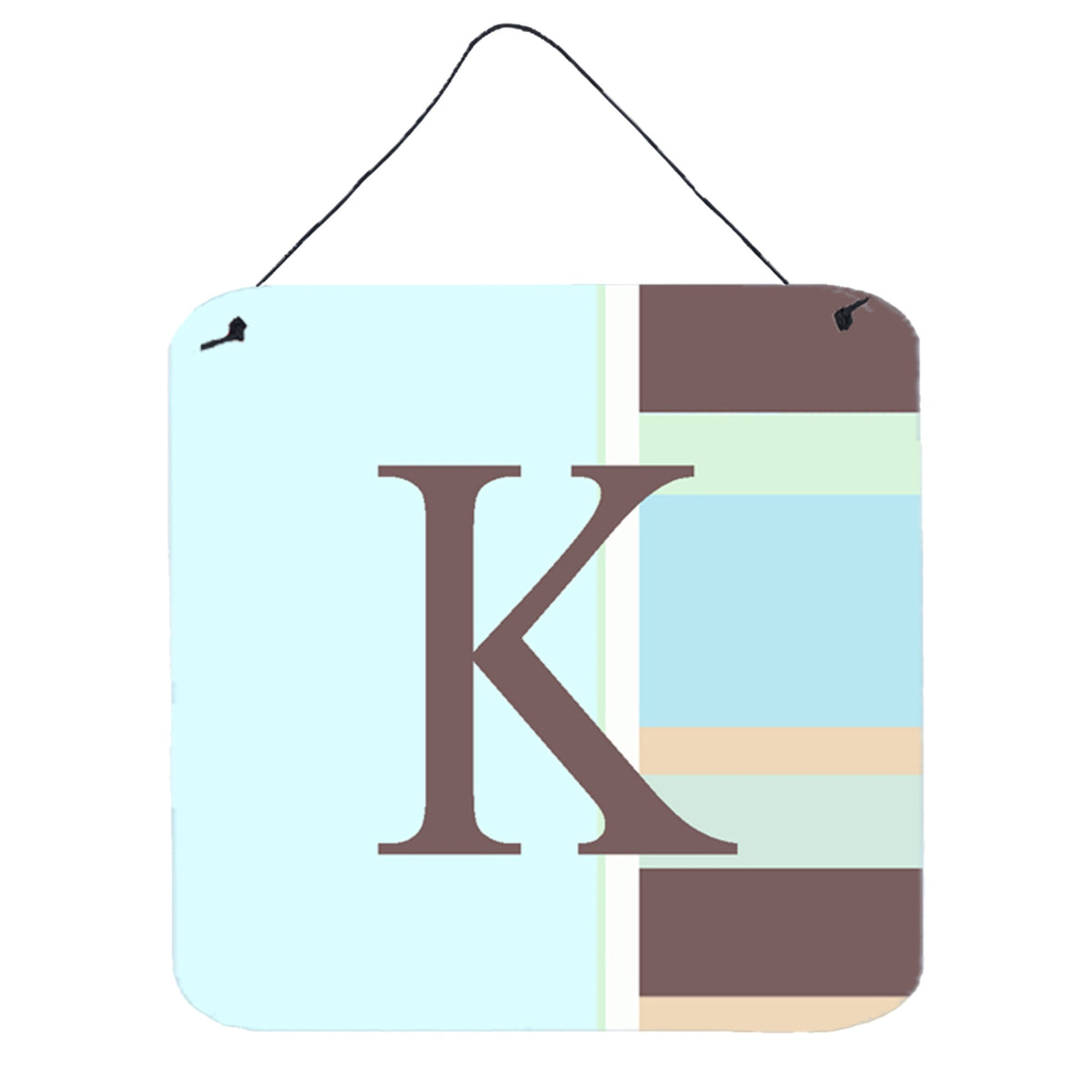 Letter K Initial Monogram  Blue Stripes Wall Or Door Hanging Prints