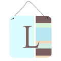 Letter L Initial Monogram  Blue Stripes Wall Or Door Hanging Prints
