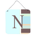 Letter N Initial Monogram  Blue Stripes Wall Or Door Hanging Prints