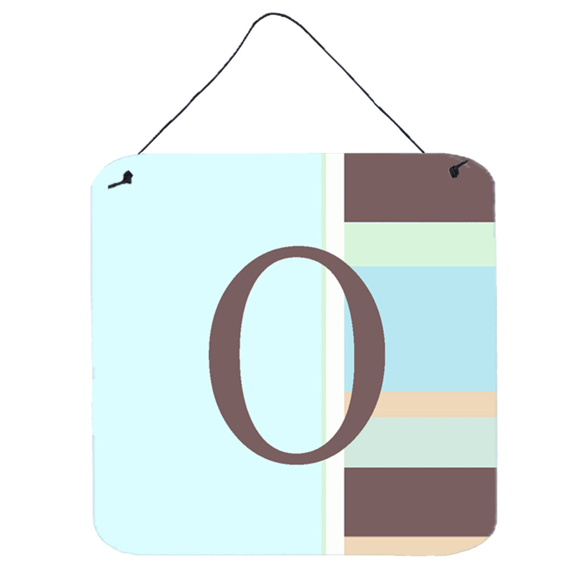 Letter O Initial Monogram  Blue Stripes Wall Or Door Hanging Prints