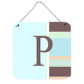 Letter P Initial Monogram  Blue Stripes Wall Or Door Hanging Prints