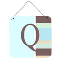 Letter Q Initial Monogram  Blue Stripes Wall Or Door Hanging Prints