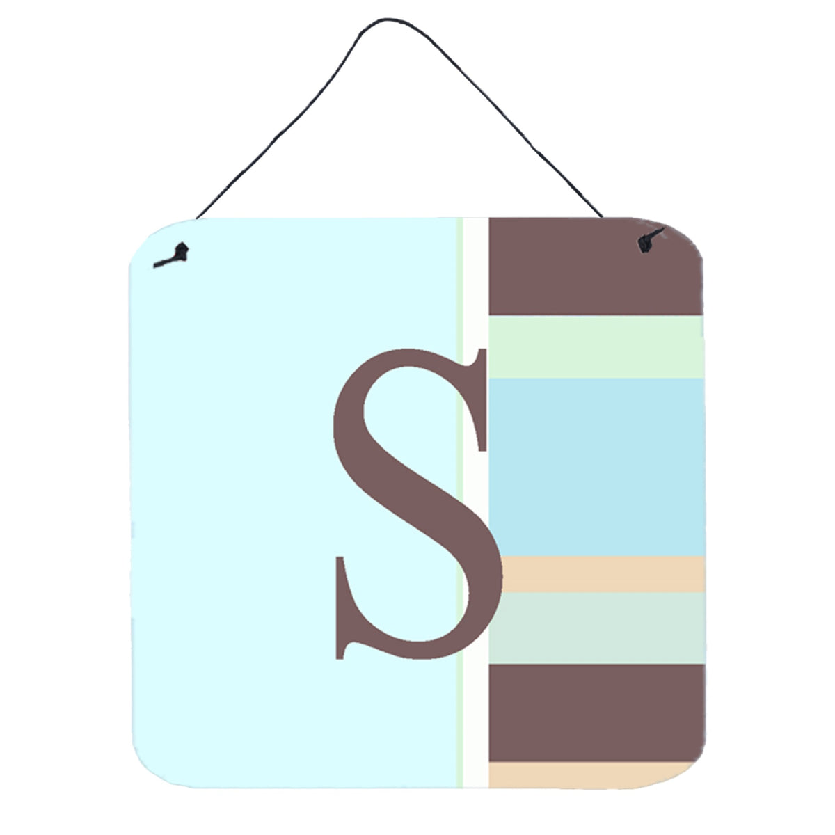 Letter S Initial Monogram  Blue Stripes Wall Or Door Hanging Prints