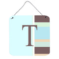 Letter T Initial Monogram  Blue Stripes Wall Or Door Hanging Prints