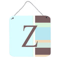 Letter Z Initial Monogram  Blue Stripes Wall Or Door Hanging Prints