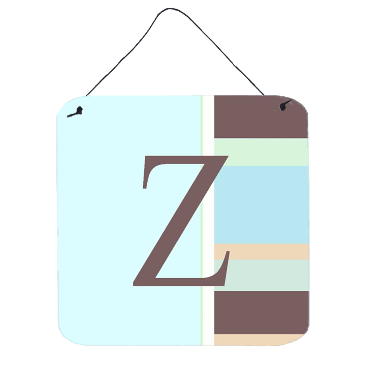 Letter Z Initial Monogram  Blue Stripes Wall Or Door Hanging Prints