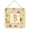Letter B Initial Monogram  Tan Dots Wall Or Door Hanging Prints