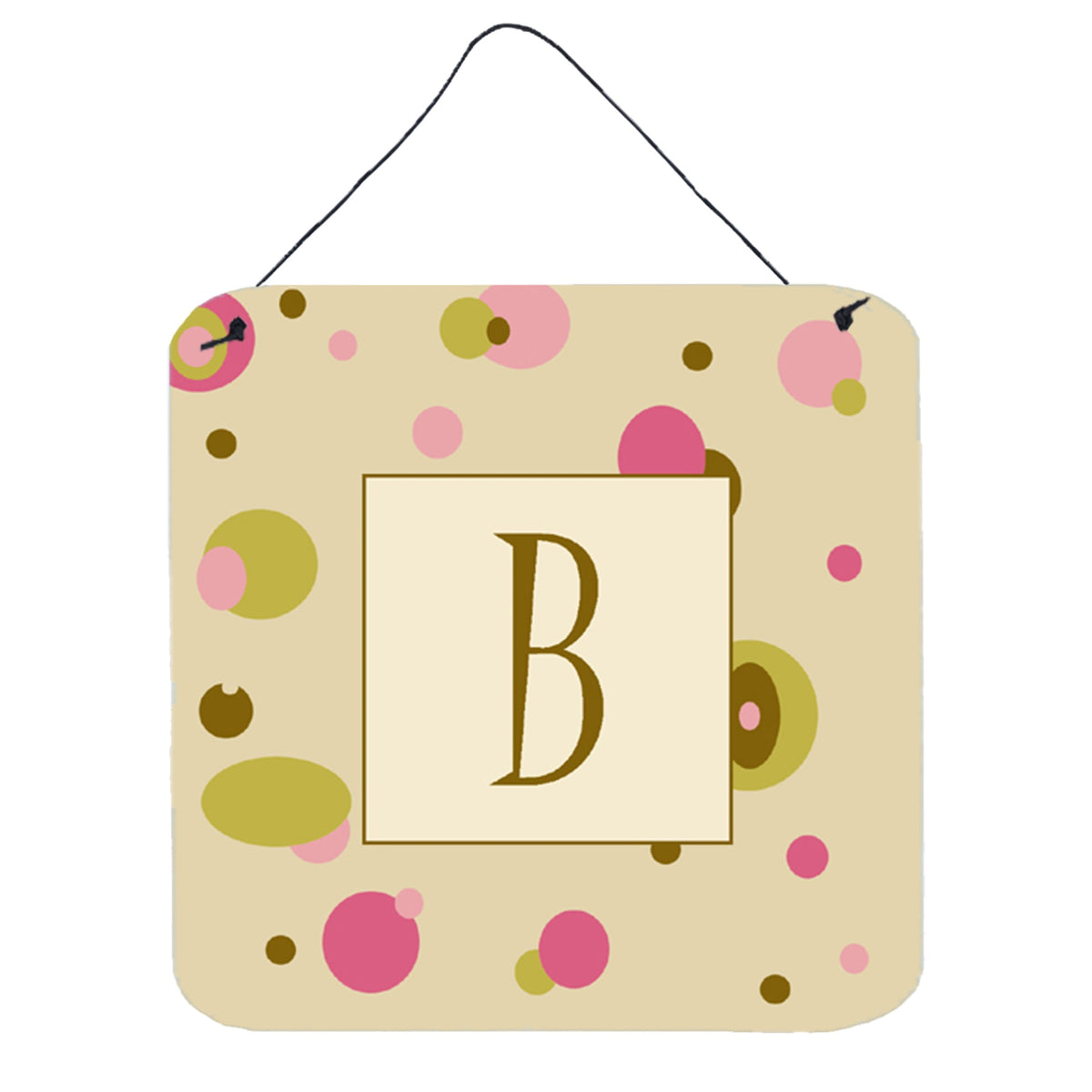 Letter B Initial Monogram  Tan Dots Wall Or Door Hanging Prints