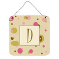 Letter D Initial Monogram  Tan Dots Wall Or Door Hanging Prints