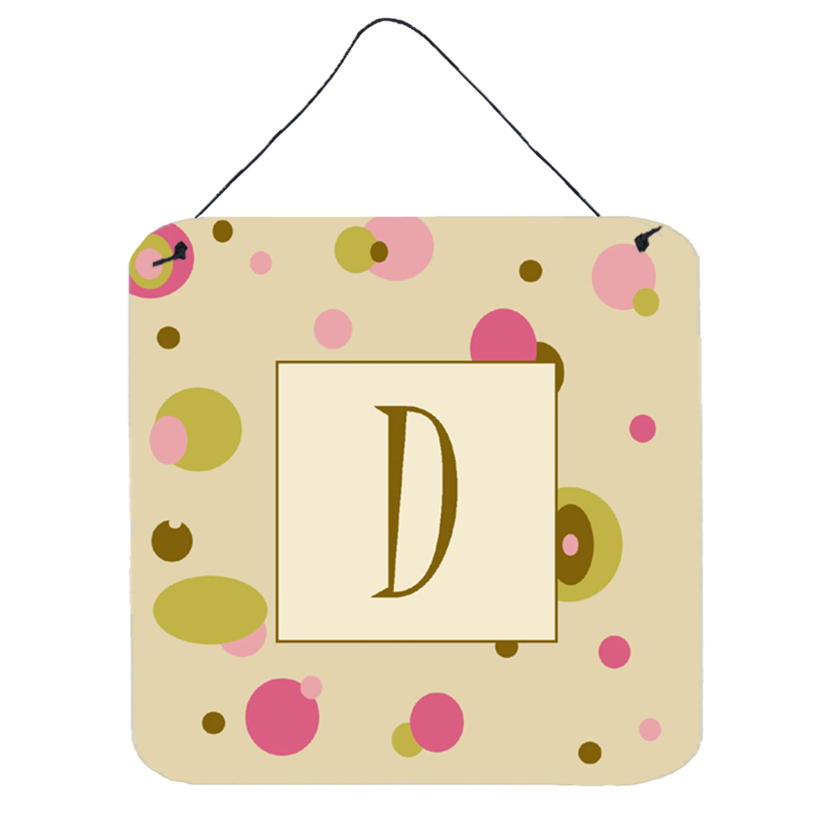 Letter D Initial Monogram  Tan Dots Wall Or Door Hanging Prints