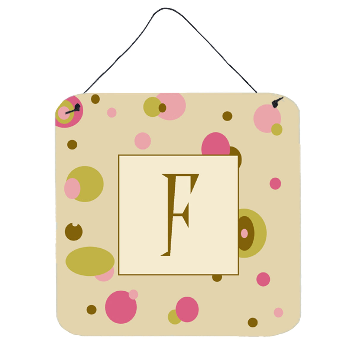 Letter F Initial Monogram  Tan Dots Wall Or Door Hanging Prints