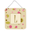 Letter L Initial Monogram  Tan Dots Wall Or Door Hanging Prints