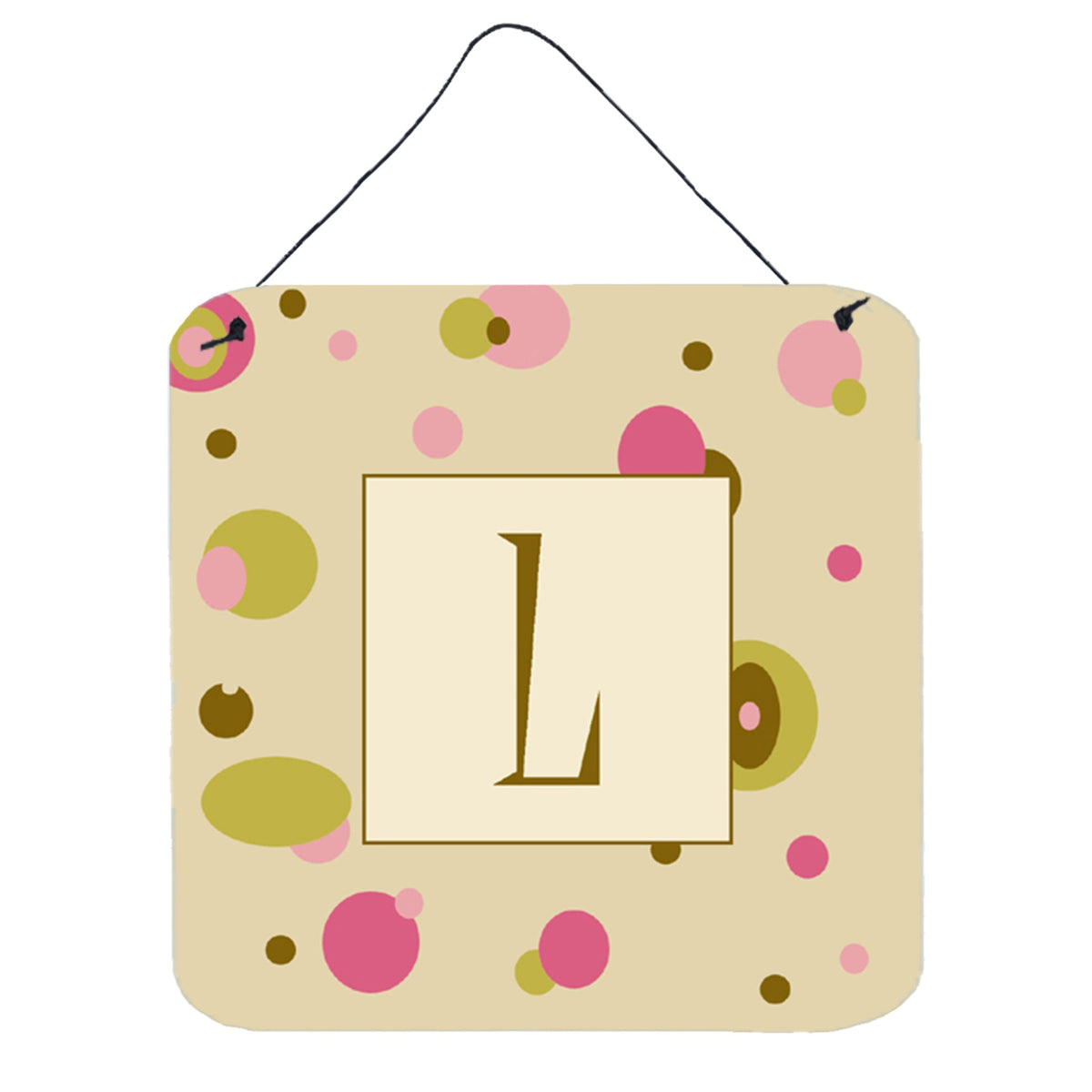 Letter L Initial Monogram  Tan Dots Wall Or Door Hanging Prints
